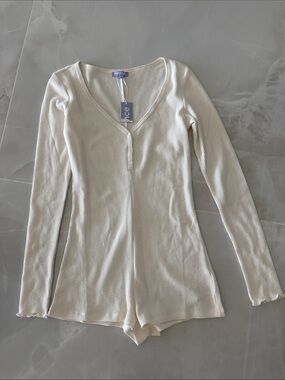 Romper SOFT Cream Waffle Long-Sleeve